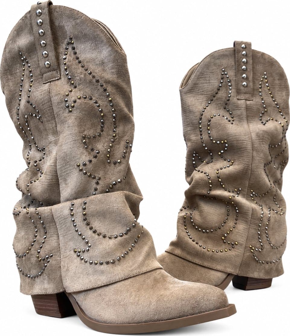 Calzature Durello texani donna beige con borchie - 7
