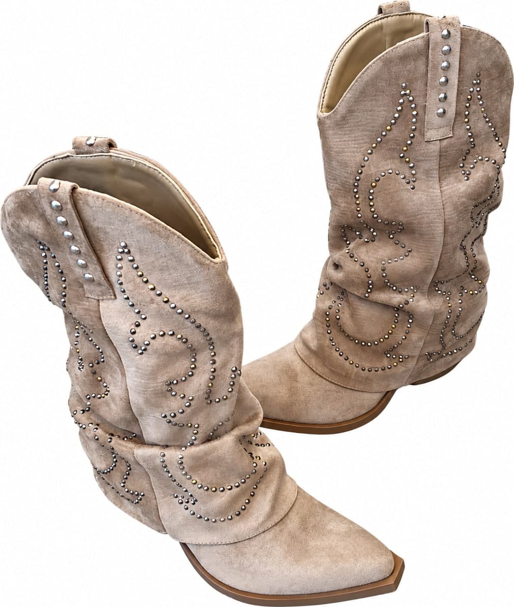 Calzature Durello texani donna beige con borchie - 8