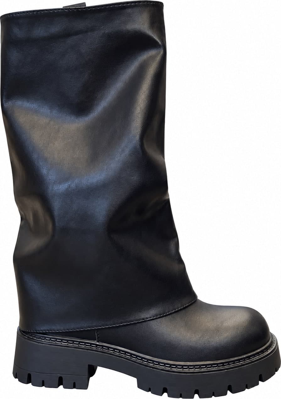 Stivali donna neri 2 in 1 con gambale rimovibile e suola carrarmato - 4