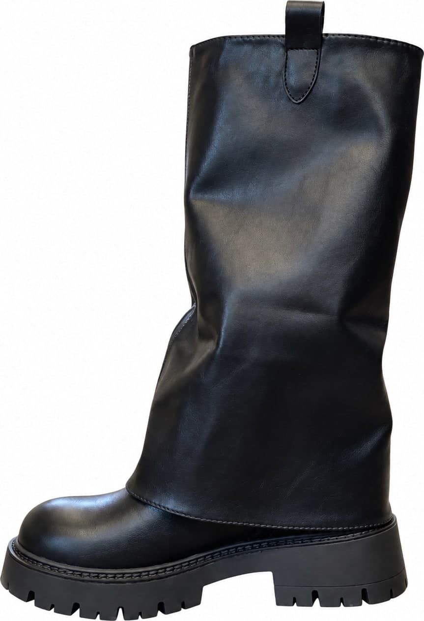 Stivali donna neri 2 in 1 con gambale rimovibile e suola carrarmato - 5