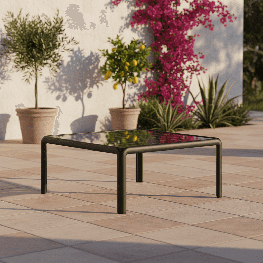 Tavolino in fiberglass 70 cm "Nardi komodo Vetro" da caffe basso per giardino e veranda da esterno - 2