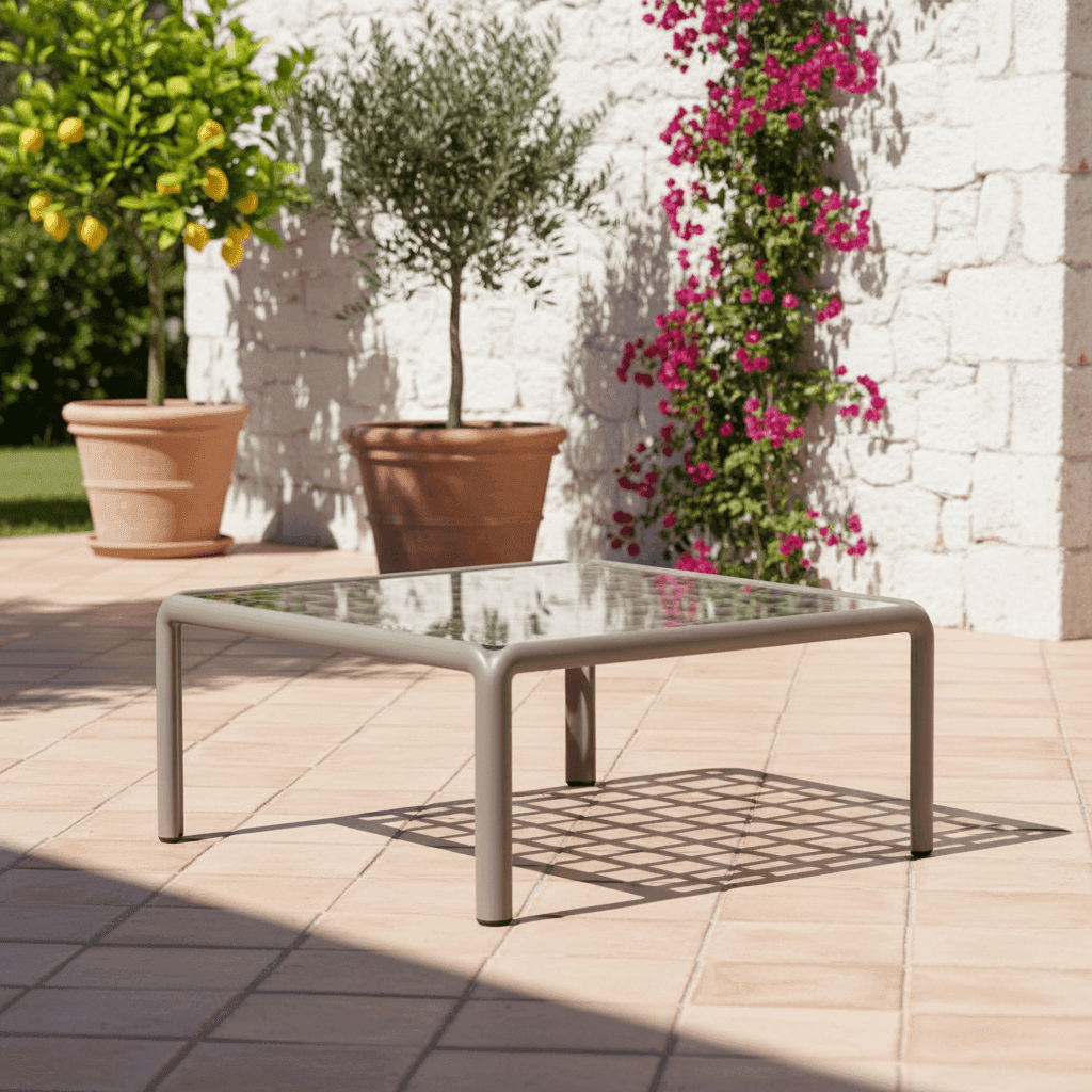 Tavolino in fiberglass 70 cm "Nardi komodo Vetro" da caffe basso per giardino e veranda da esterno - 3