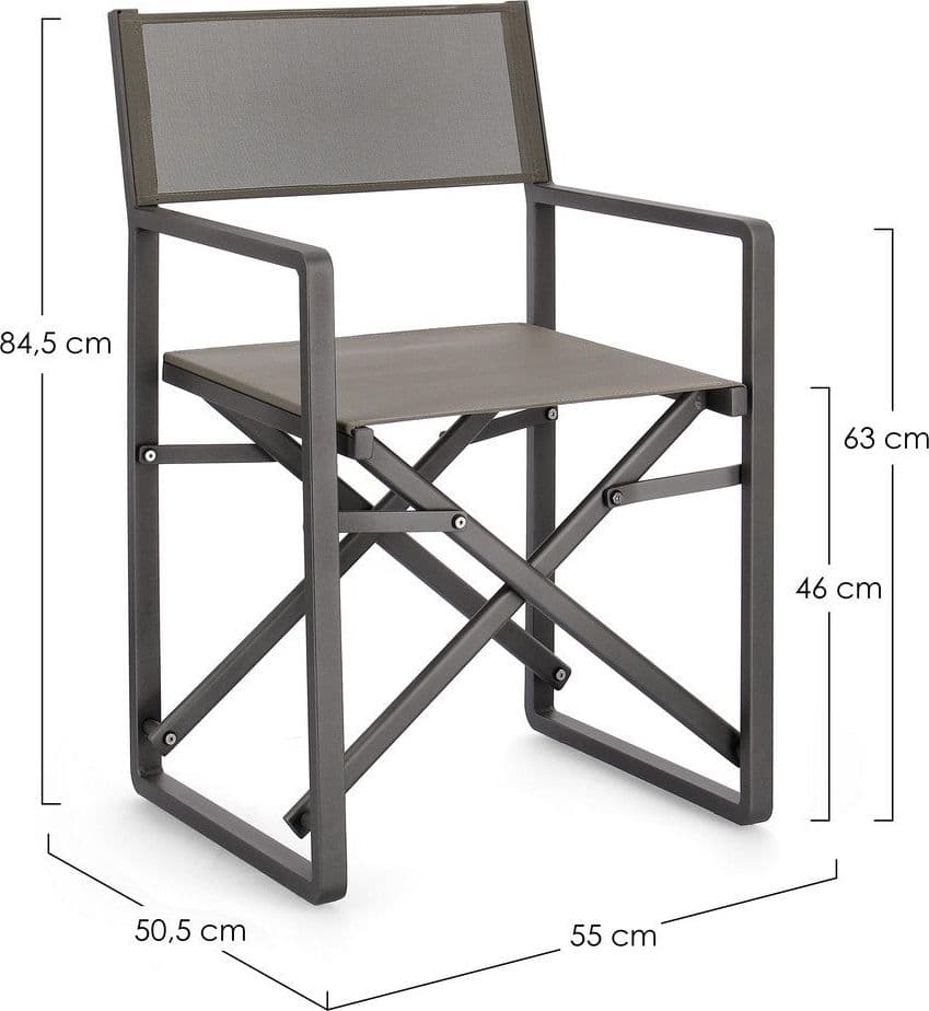 Sedia da regista "Konnor" struttura in alluminio, seduta in textilene, ideale per giardino - 2