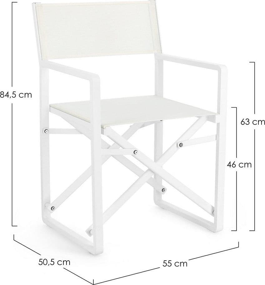 Sedia da regista "Konnor" struttura in alluminio, seduta in textilene, ideale per giardino - 10