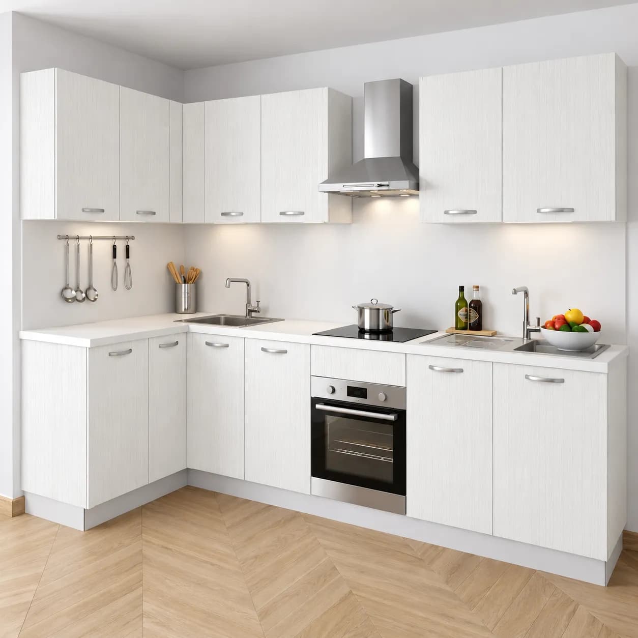 Pensile Cucina in Legno Nobilitato Bianco Frassino con 1 Anta Altezza 90 cm - 5