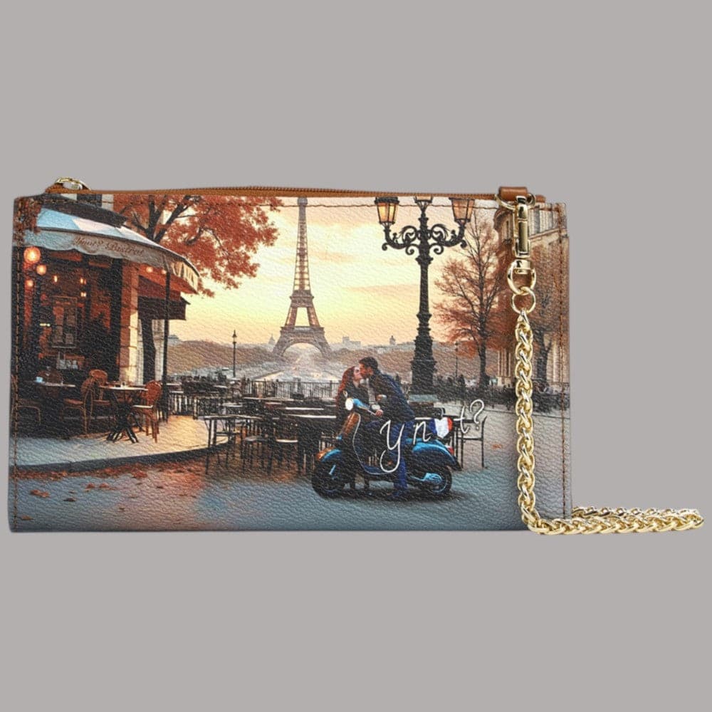 Wallet bag YNot Kiss from Paris con tracolla a catena staccabile – Cuoio