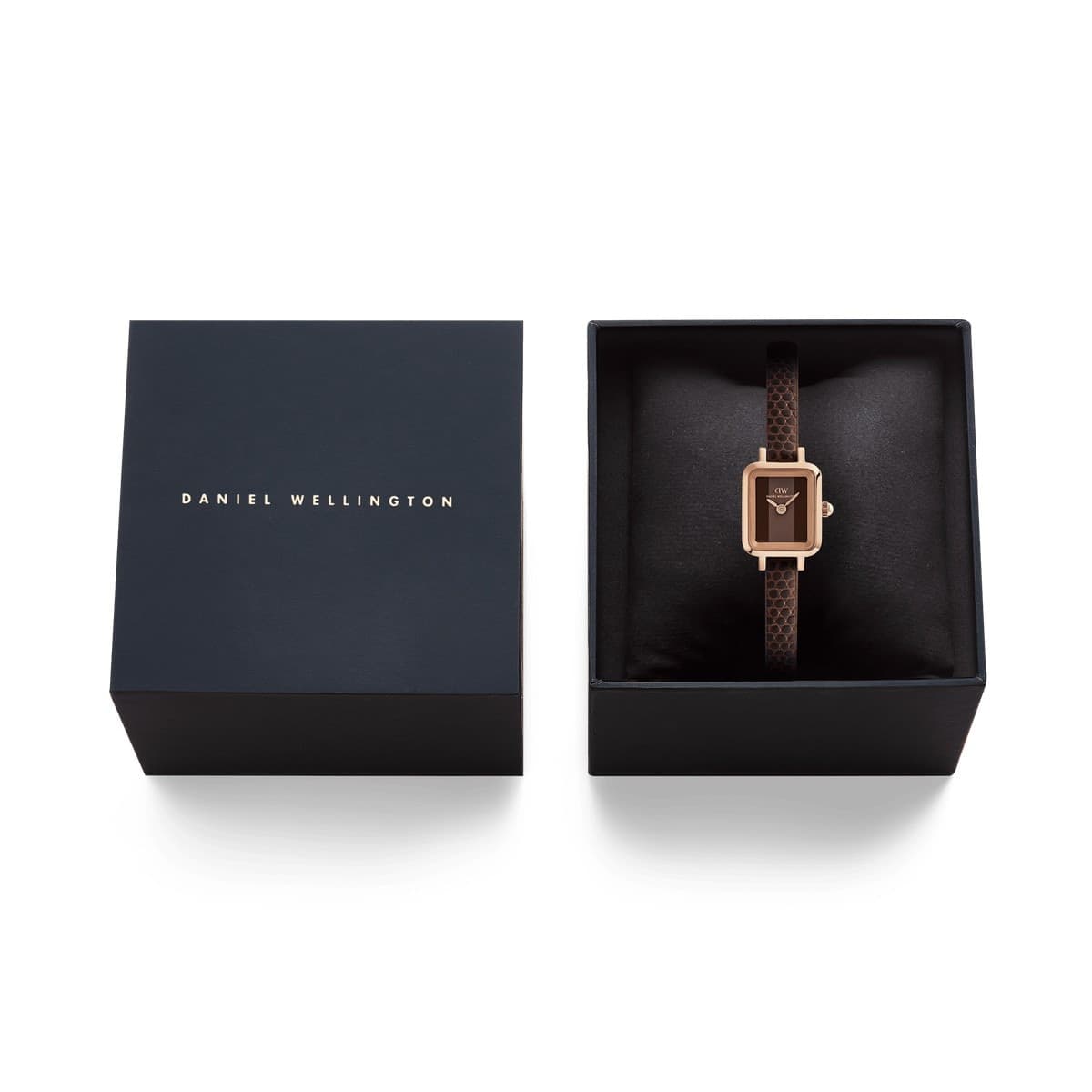Daniel Wellington - Orologio Quadro Mini Brown Lizard Padstow Rose Gold - 6
