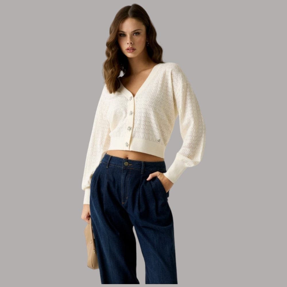 Cardigan Guess Nina con bottoni gioiello e scollatura a V - 5