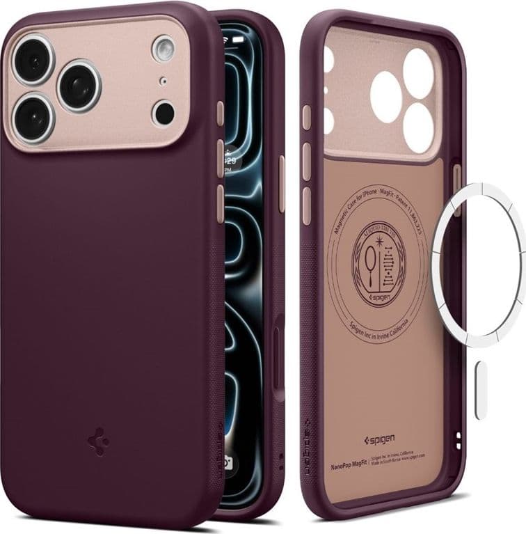 Spigen Nano Pop Mag MagSafe - Custodia per iPhone 18 Pro / 17 Pro (Bordeaux) - 2