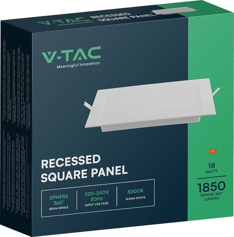 PANNELLO LED AD INCASSO QUADRO 6500K - l. bianca fredda  - VTAC
