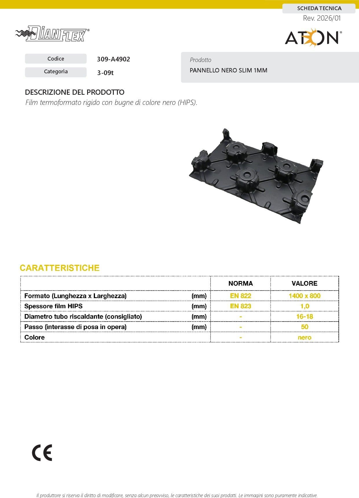 PANNELLO NERO SLIM 1MM- ATON- pezzi 1 - 2