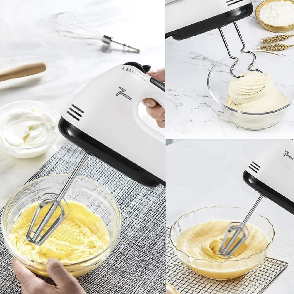 SBATTITORE ELETTRICO DA CUCINA PROFESSIONALE MANUALE 7 VELOCITÀ 260W DOPPIA FRUSTA ACCIAIO - 3