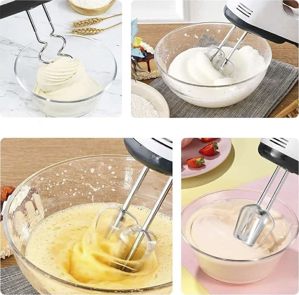 SBATTITORE ELETTRICO DA CUCINA PROFESSIONALE MANUALE 7 VELOCITÀ 260W DOPPIA FRUSTA ACCIAIO - 4
