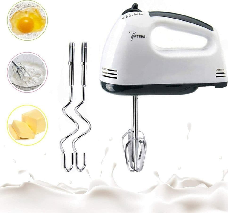 SBATTITORE ELETTRICO DA CUCINA PROFESSIONALE MANUALE 7 VELOCITÀ 260W DOPPIA FRUSTA ACCIAIO - 8