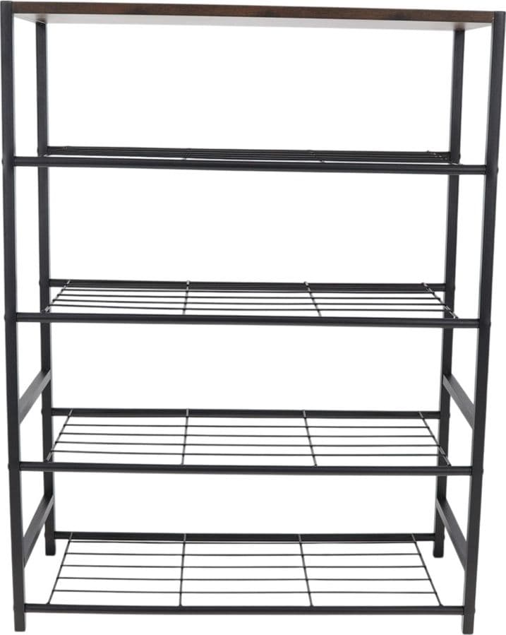 SCAFFALE SCARPIERA A 5 RIPIANI PORTA SCARPE IN ACCIAIO LEGNO STILE INDUSTRIALE CASA 62200 - 6