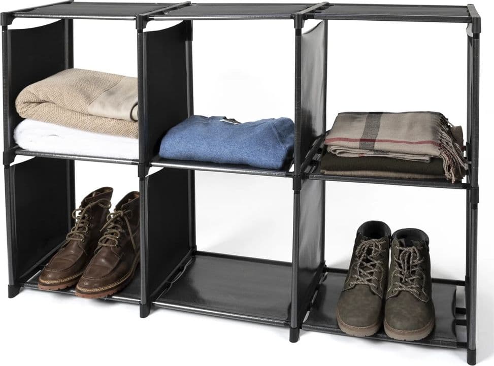 SCAFFALE MULTIUSO ORGANIZZATORE MODULABILE A 6 SCOMPARTI PORTATA 5KG PER RIPIANO 2 COLORI - 6