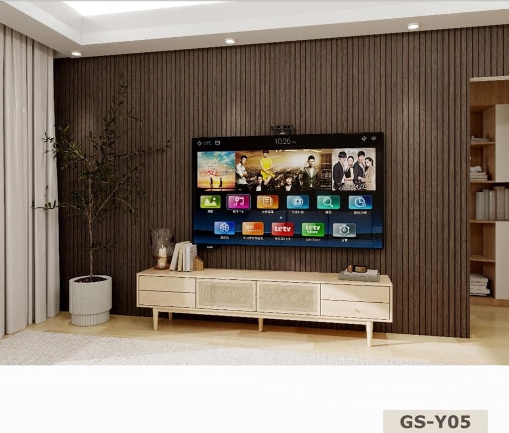 ROTOLO PANNELLO MURALE ADESIVO 60X300CM EFFETTO LEGNO SCURO A DOGHE SCANALATE PARETI GS-Y05