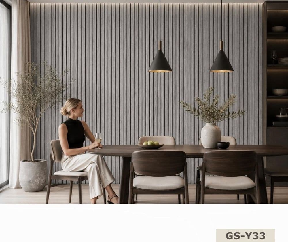 ROTOLO PANNELLO MURALE ADESIVO 60X300CM EFFETTO LEGNO GRIGIO A DOGHE SCANALATE GS-Y33