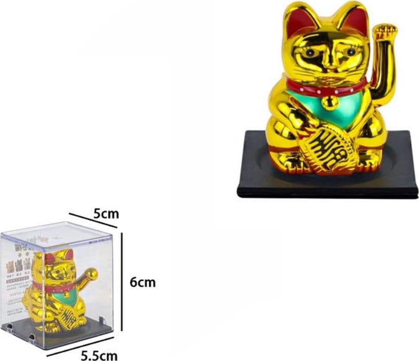 GATTO PORTAFORTUNA FENG SHUI DORATO MANEKI NEKO CHE FA CENNO E SALUTA 5X5,5X6CM 73770 - 2