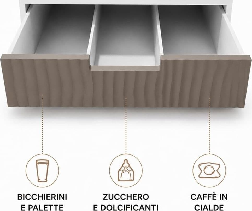 CASSETTO ORGANIZER PORTA CAPSULE CIALDE CAFFÈ TORTORA DESIGN A ONDE CON DIVISORI 749621 - 2