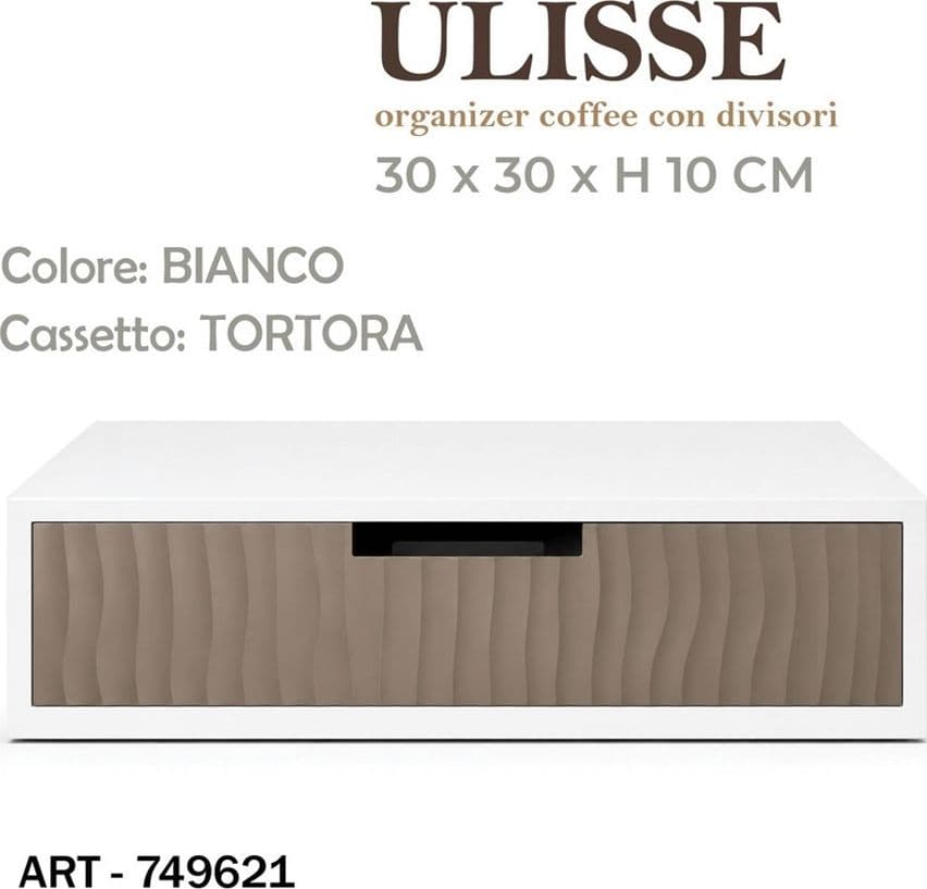 CASSETTO ORGANIZER PORTA CAPSULE CIALDE CAFFÈ TORTORA DESIGN A ONDE CON DIVISORI 749621 - 5