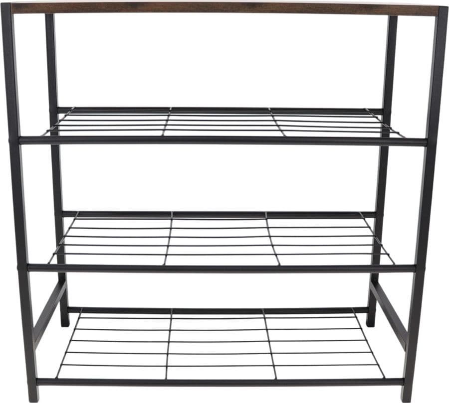 SCAFFALE SCARPIERA A 4 RIPIANI PORTA SCARPE IN ACCIAIO LEGNO STILE INDUSTRIALE CASA 62199 - 3