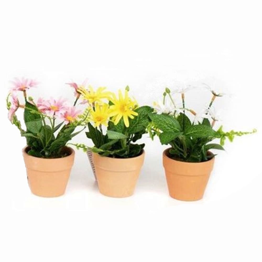 SET 12PZ MINI PIANTA FIORI ARTIFICIALE CON VASO IN TERRACOTTA Ø6.5X15CM DECORAZIONI 231039
