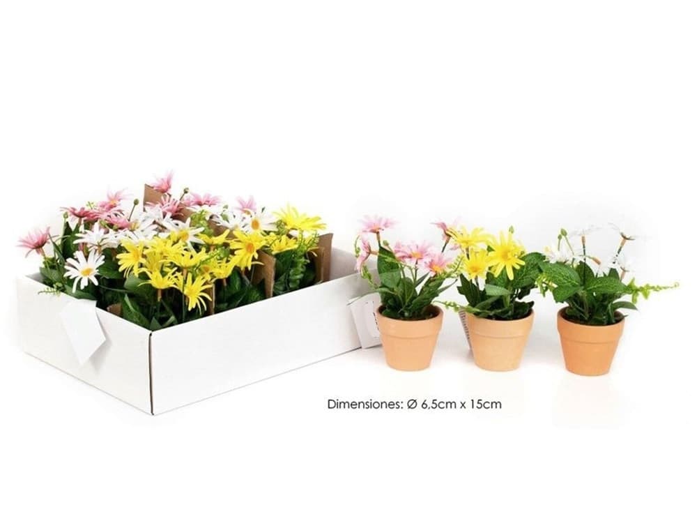 SET 12PZ MINI PIANTA FIORI ARTIFICIALE CON VASO IN TERRACOTTA Ø6.5X15CM DECORAZIONI 231039 - 2
