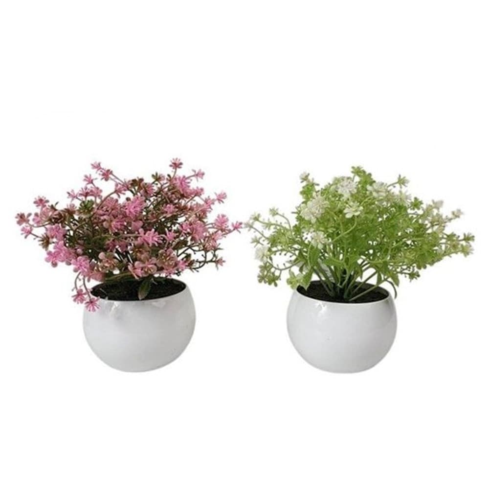 SET 12PZ MINI PIANTA FIORI ARTIFICIALE CON VASO IN PP SFERICO Ø8X17CM DECORAZIONE 241247