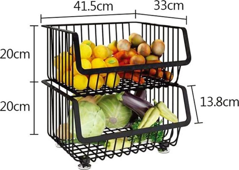 CARRELLO IN METALLO MULTIUSO A 2 PIANI CESTINI ORGANIZER CUCINA PER FRUTTA VERDURA 70924 - 2