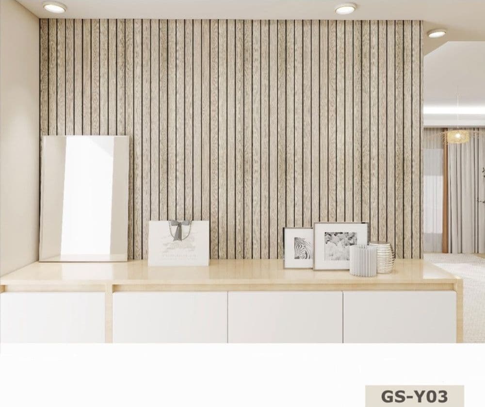 ROTOLO PANNELLO MURALE ADESIVO 60X300CM EFFETTO LEGNO DOGHE SCANALATE PER PARETI GS-Y03