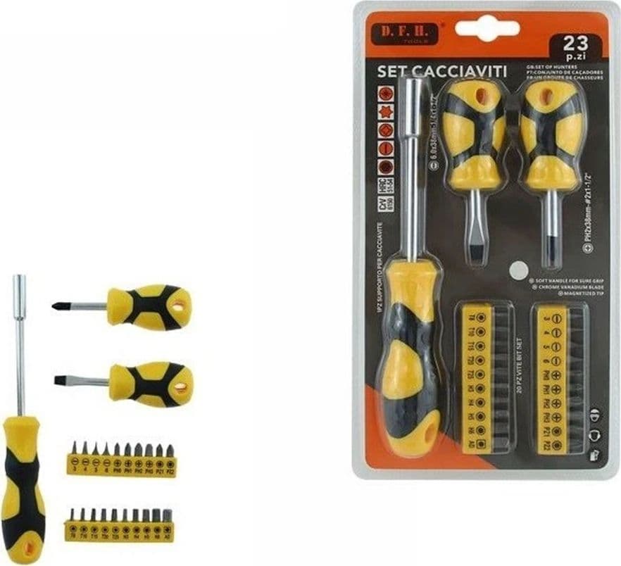 SET CACCIAVITI 23 PZ CON SUPPORTO MAGNETICO ATTREZZI FAI DA TE CON PORTA-PUNTE 74691 - 2