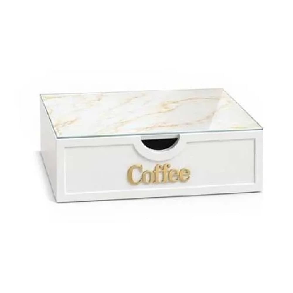 CASSETTO ORGANIZER PORTA CAPSULE CIALDE COFFEE TOP VETRO TRASPARENTE MARMO DIVISORI 747160 - 3