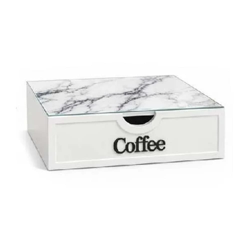 CASSETTO ORGANIZER PORTA CAPSULE CIALDE COFFEE TOP VETRO TRASPARENTE MARMO DIVISORI 747160 - 4
