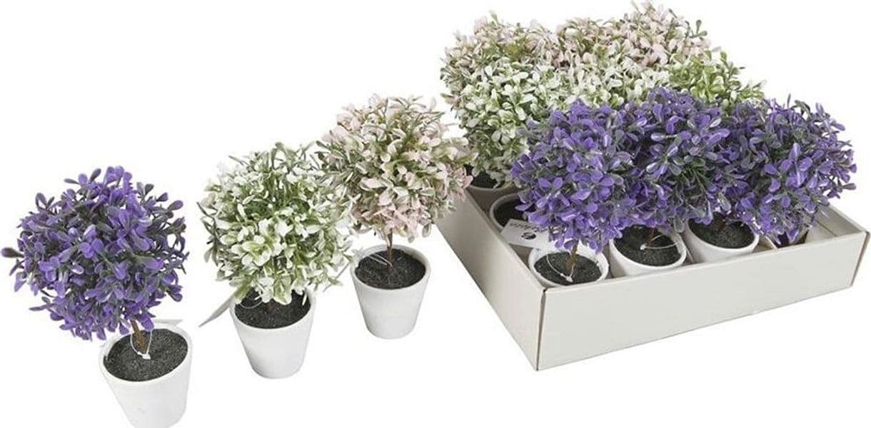 SET 12PZ MINI PIANTA FIORI ARTIFICIALE CON VASO IN PE/PP BIANCO DECORAZIONE 162286 - 2