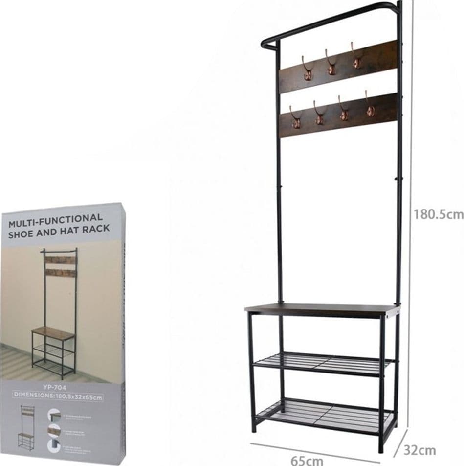 APPENDIABITI SCARPIERA CON RIPIANI GANCI PORTACAPPELLI MULTIFUNZIONALE LEGNO METALLO 62201 - 2