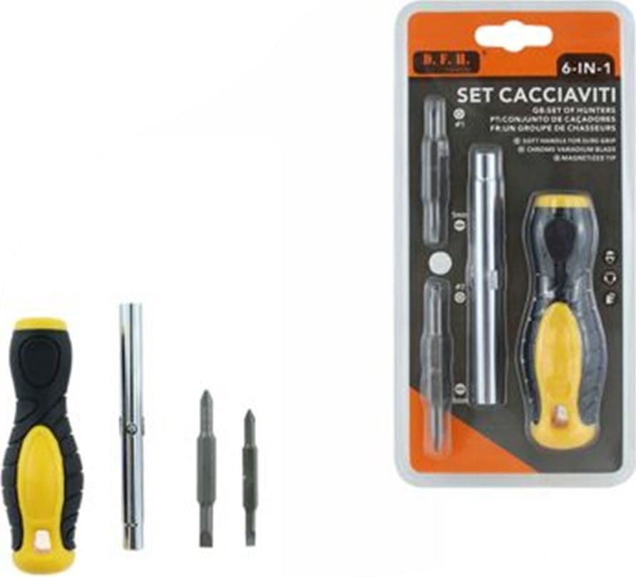 SET CACCIAVITI MULTIFUNZIONE 6IN1 CON INSERTI A DOPPIA PUNTA GRIP PUNTA MAGNETIZZATA 74689 - 2