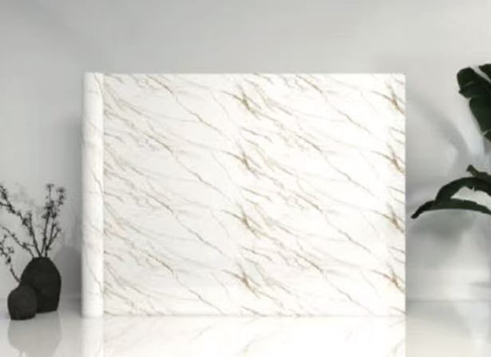 PANNELLO ADESIVO EFFETTO MARMO BIANCO VENATO BEIGE DORATO 120X300CM PARETI STANZA CLS-060 - 2