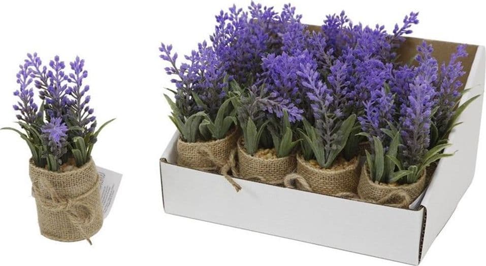 SET 12PZ PIANTA LAVANDA ARTIFICIALE CON VASO SACCO IN JUTA Ø5X15 CM DECORATIVI 210926 - 2