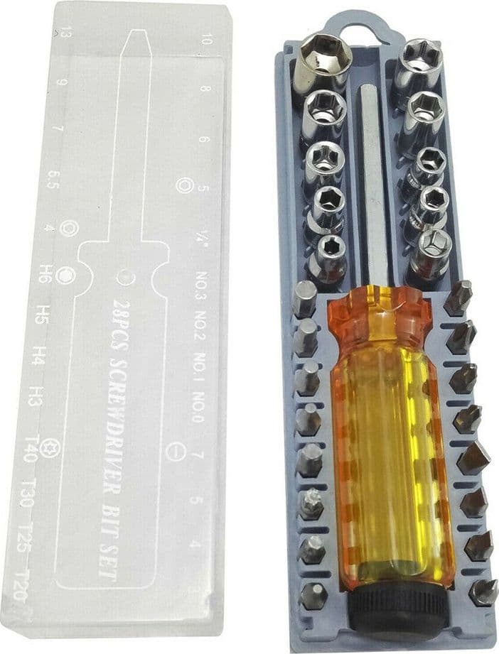 KIT GIRAVITI CACCIAVITE UNIVERSALE MULTIFUNZIONE CON PUNTE INTERCAMBIABILI 28 PZ 53681 - 4