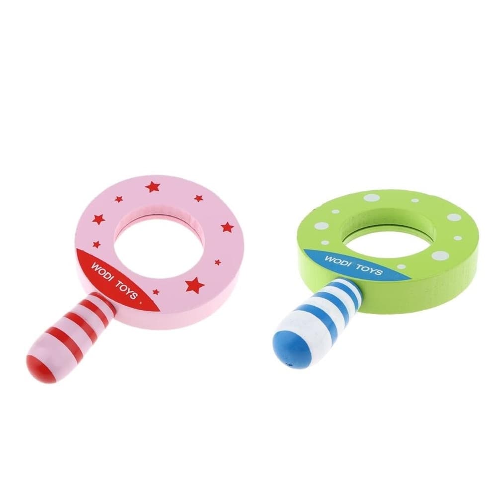 LENTE D'INGRANDIMENTO IN LEGNO PER BAMBINI GIOCO PER ESPLORARE MANICO DECORATO A RIGHE 32337 - 4