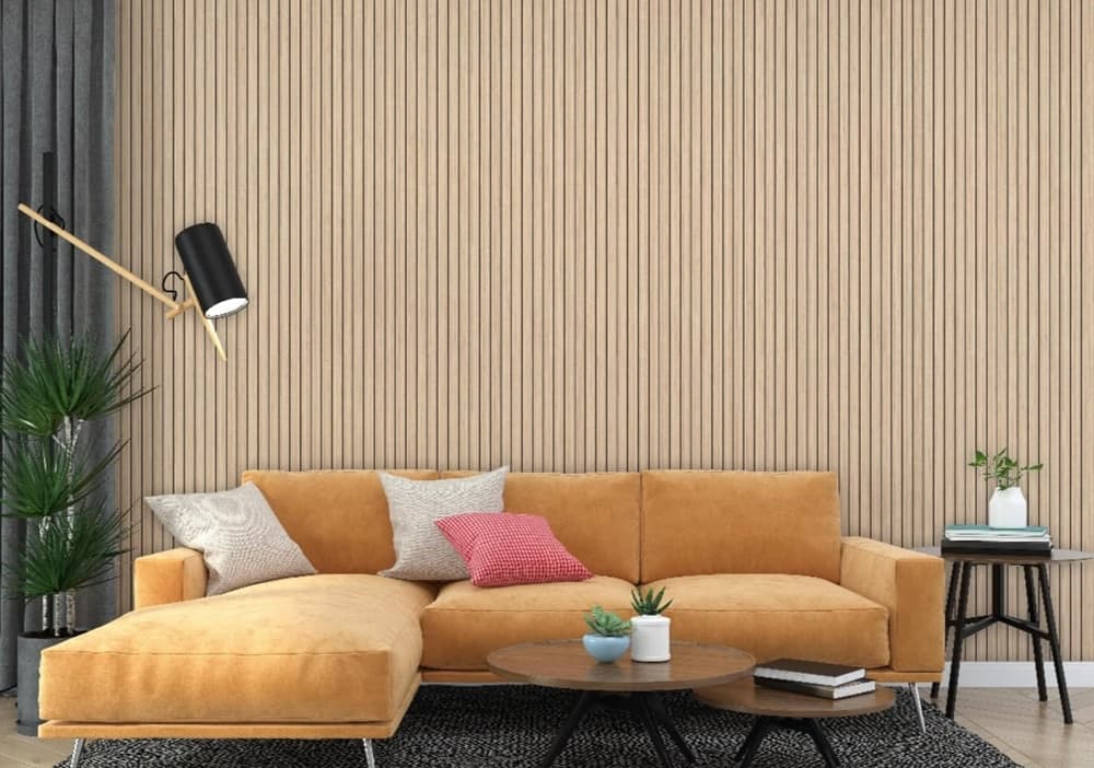 ROTOLO PANNELLO MURALE ADESIVO 60X300CM EFFETTO LEGNO CHIARO DOGHE SCANALATE PARETI GS-Y04 - 2