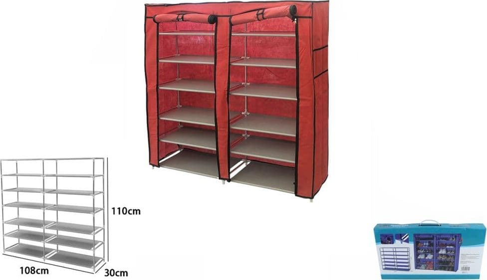 SCARPIERA A 2 ANTE CON 6 SCOMPARTI ORGANIZZATORE PORTA SCARPE 108 X 110 X 30 CM 69071 - 2