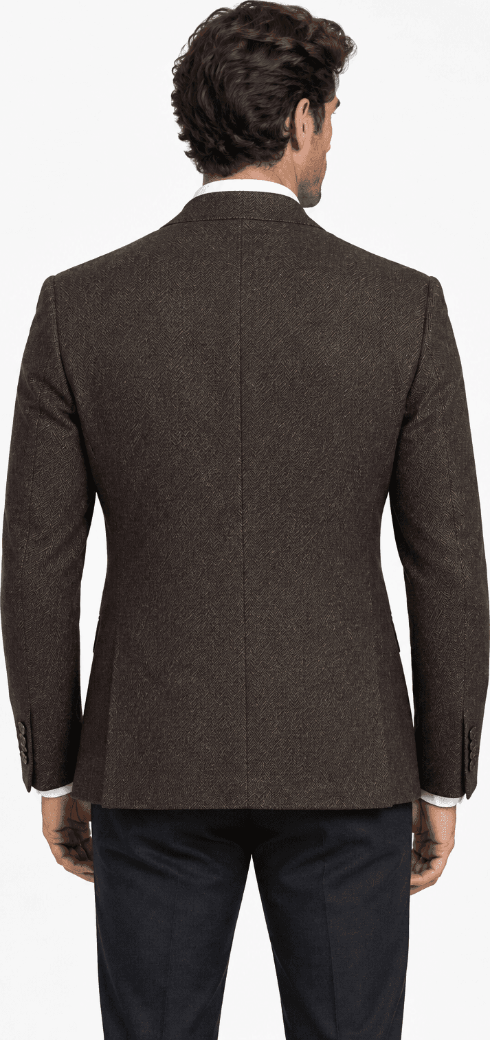 Giacca uomo Cantarelli marrone spigata in lana e cashmere - 2