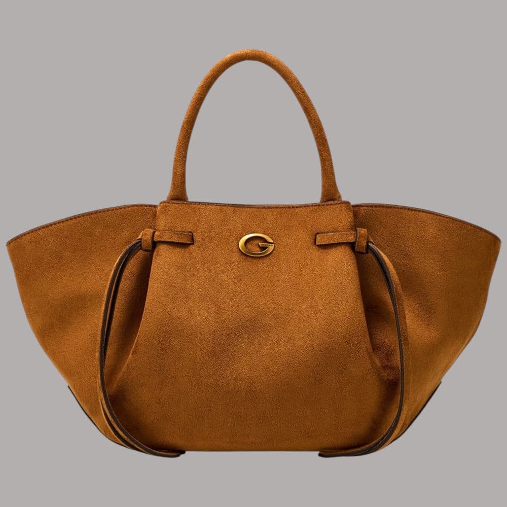 Borsa a mano Guess Allegra con frange e tracolla removibile – Cognac