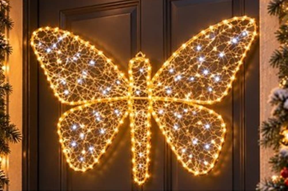 DECORAZIONE A FORMA DI FARFALLA NATALIZIA LUMINOSA LED LUCE CALDA 60CM SCINTILLANTE 641063 - 4