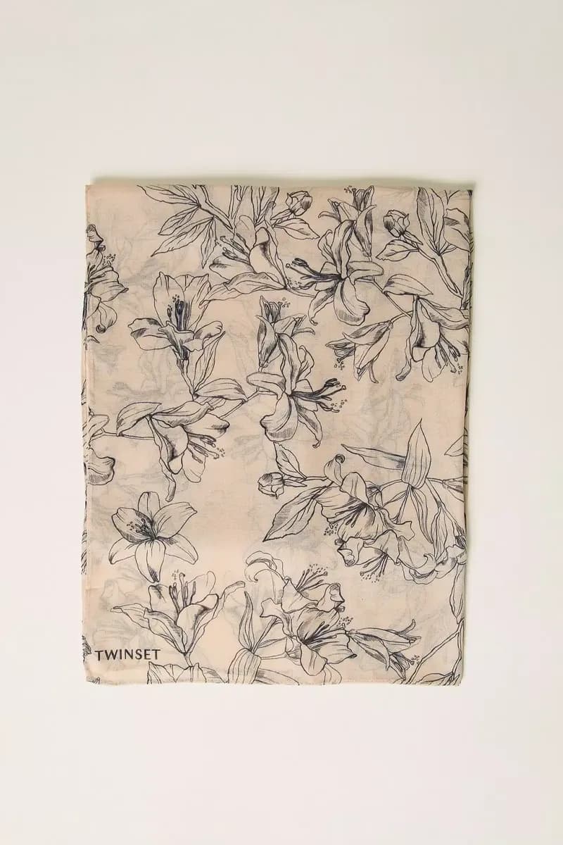 Kefiah floreale con logo | TWINSET - 3