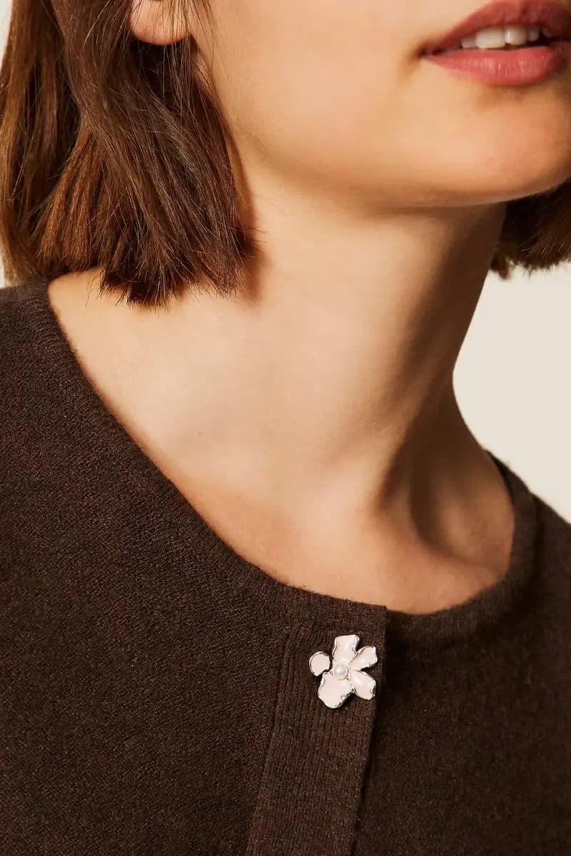 Cardigan in maglia con bottone smaltato | TWINSET - 4