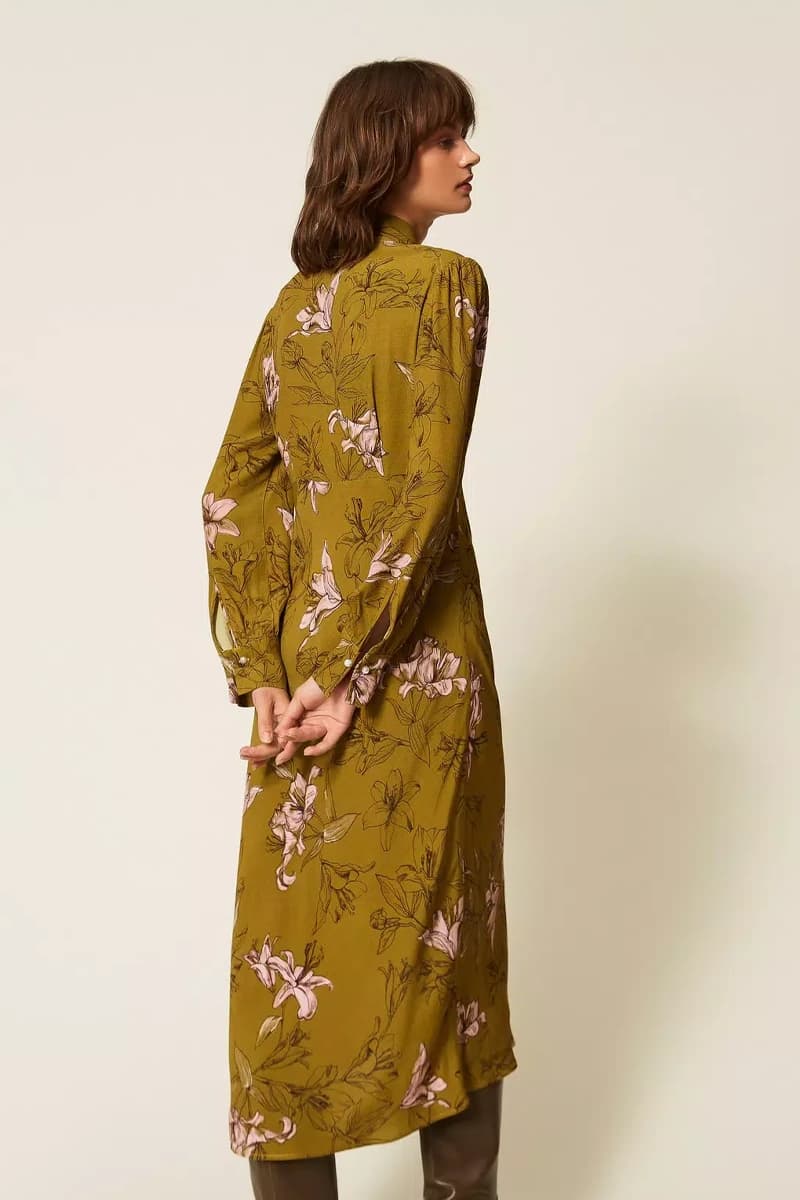 Abito midi in crêpe de Chine floreale | TWINSET - 2