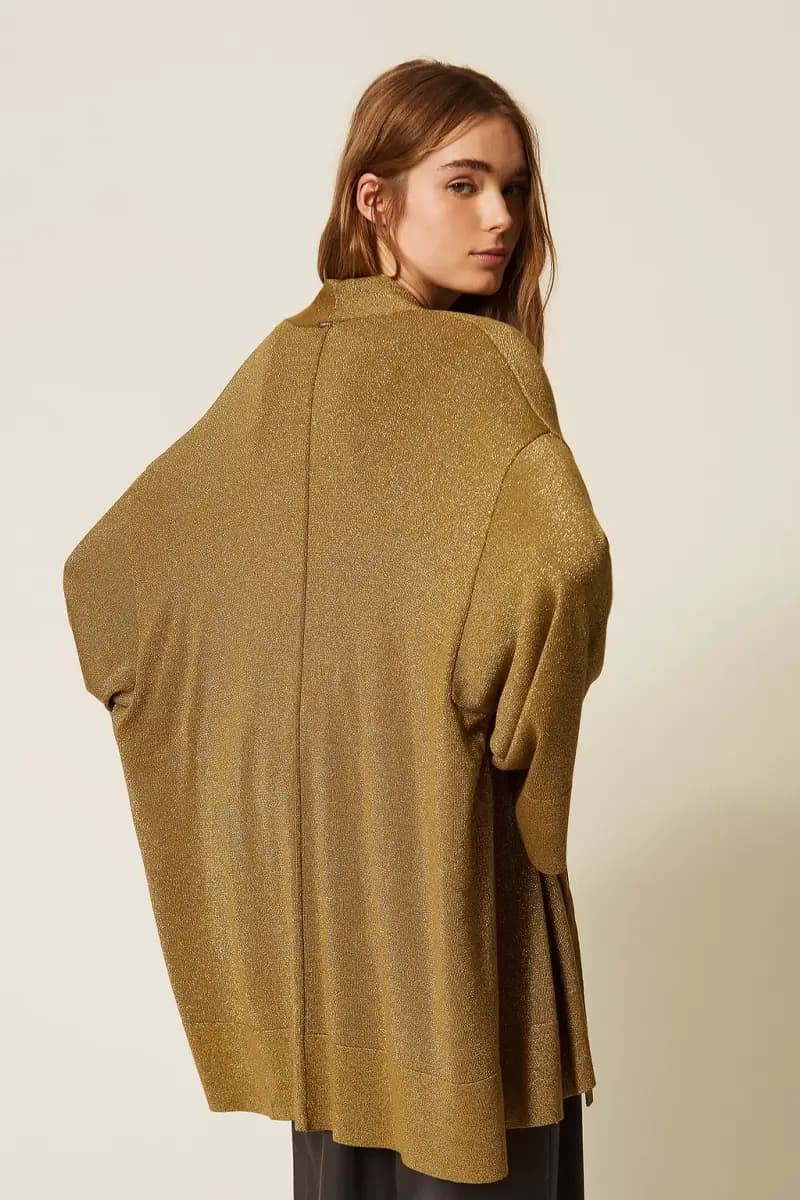 Cardigan kimono in maglia lurex con cintura | TWINSET - 2